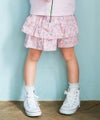 ベビー服 女の子 綿100% キッズ 花柄 フリル キュロットパンツ ピンク(02) モデル画像アップ