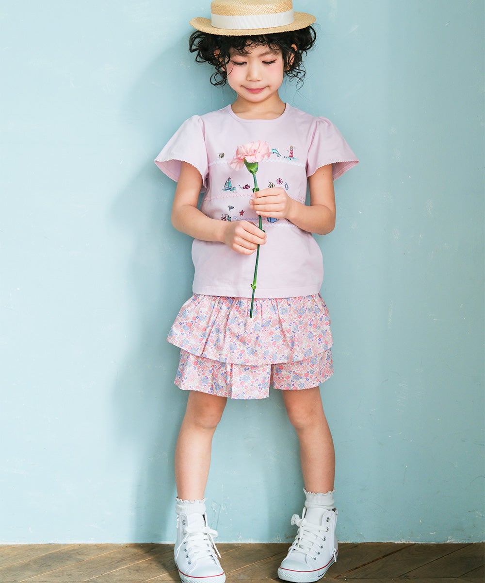 綿100% 小花柄 フリル キュロットパンツ|ベビー・子供服 通販 綿100% 小花柄 フリル キュロットパンツ|ベビー・子供服 通販