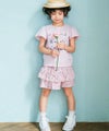 ベビー服 女の子 綿100% 小花柄 フリル キュロットパンツ ピンク(02) モデル画像2