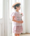 ベビー服 女の子 綿100% キッズ 花柄 フリル キュロットパンツ ピンク(02) モデル画像3