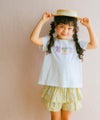 ベビー服 女の子 綿100% キッズ 花柄 フリル キュロットパンツ イエロー(04) モデル画像4