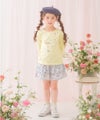 ベビー服 女の子 綿100% キッズ 花柄 フリル キュロットパンツ ブルー(61) モデル画像3