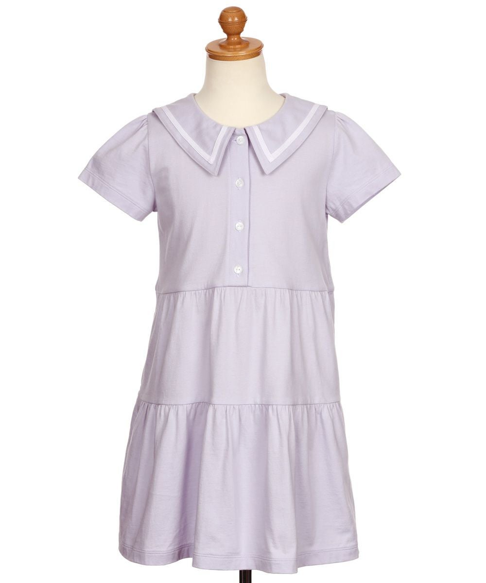 ベビー服 女の子 襟つきAラインワンピース パープル(91) トルソー正面