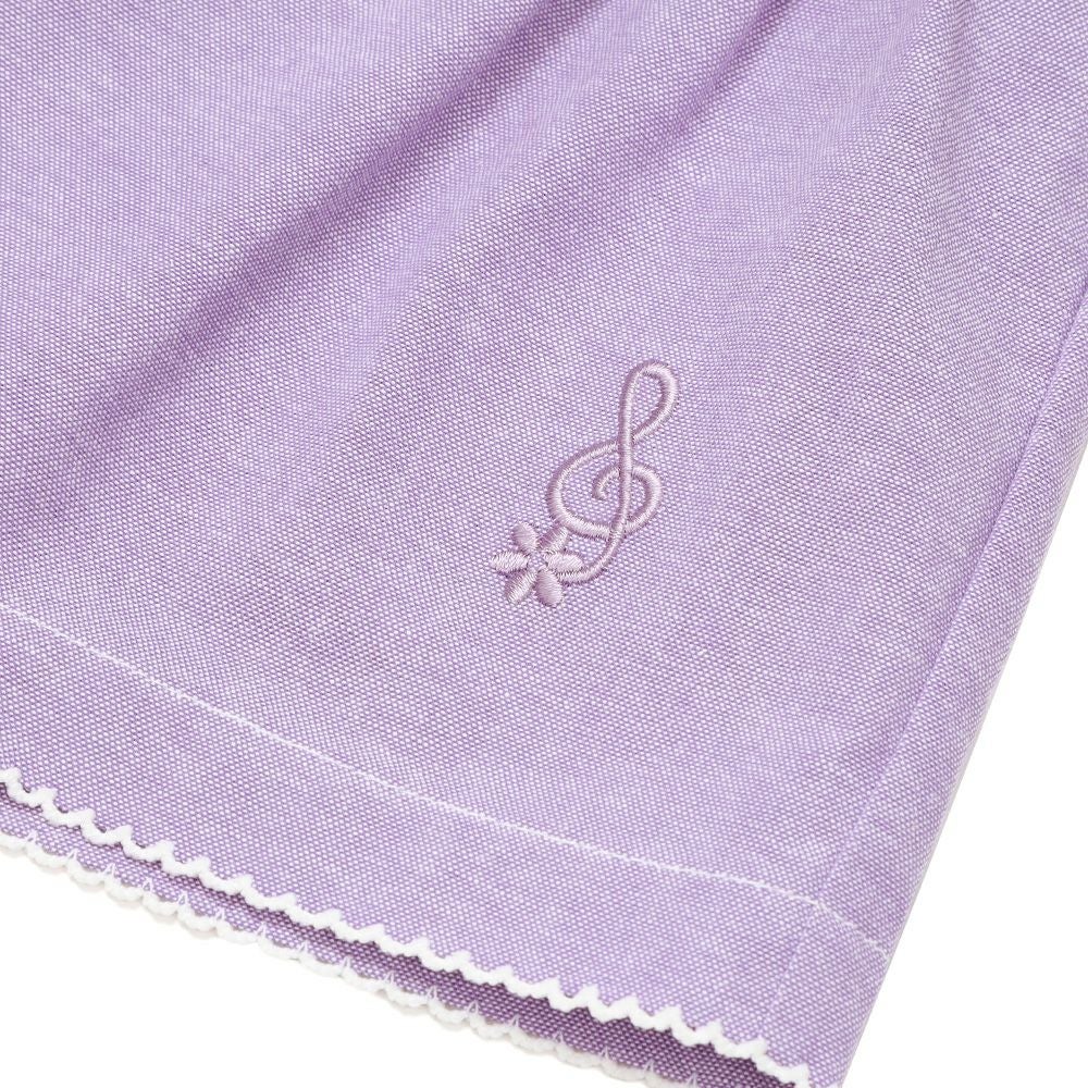 子供服 女の子 ダンガリー 音符刺繍 キュロット パープル(91) デザインポイント1