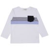 子供服 男の子 ポケット付き 異素材切替え 長袖 Tシャツ オフホワイト(11) 正面