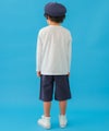 子供服 男の子 ポケット付き 異素材切替え 長袖 Tシャツ オフホワイト(11) モデル画像全身