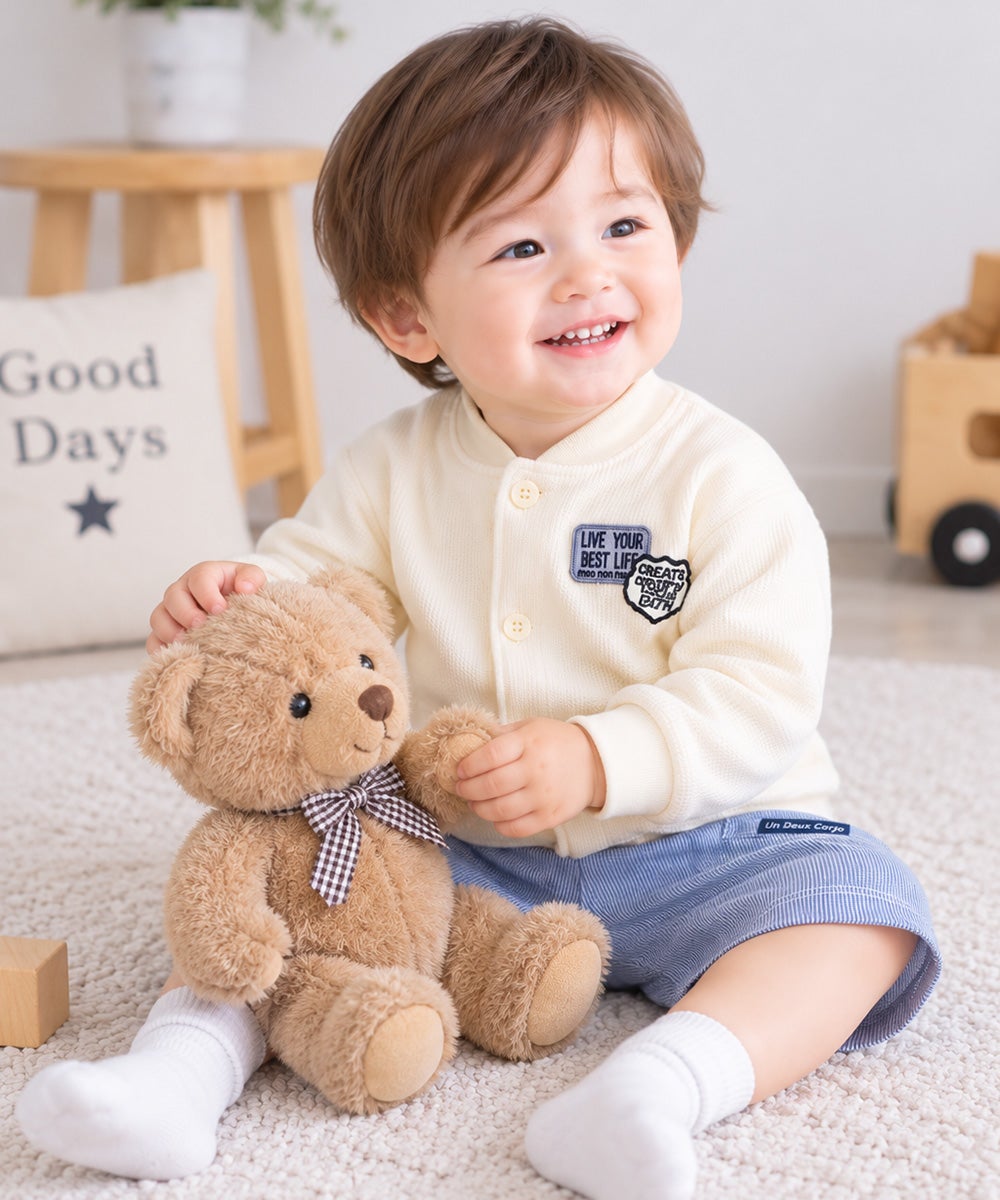 ベビー服 男の子 ワッフル生地カーディガン