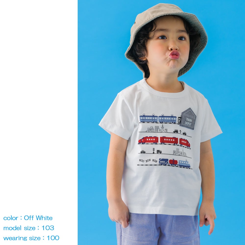 ベビー服 男の子 子ども服 こども キッズ 綿100％ コットン 電車 ティーシャツ イエロー(04) デザインポイント1
