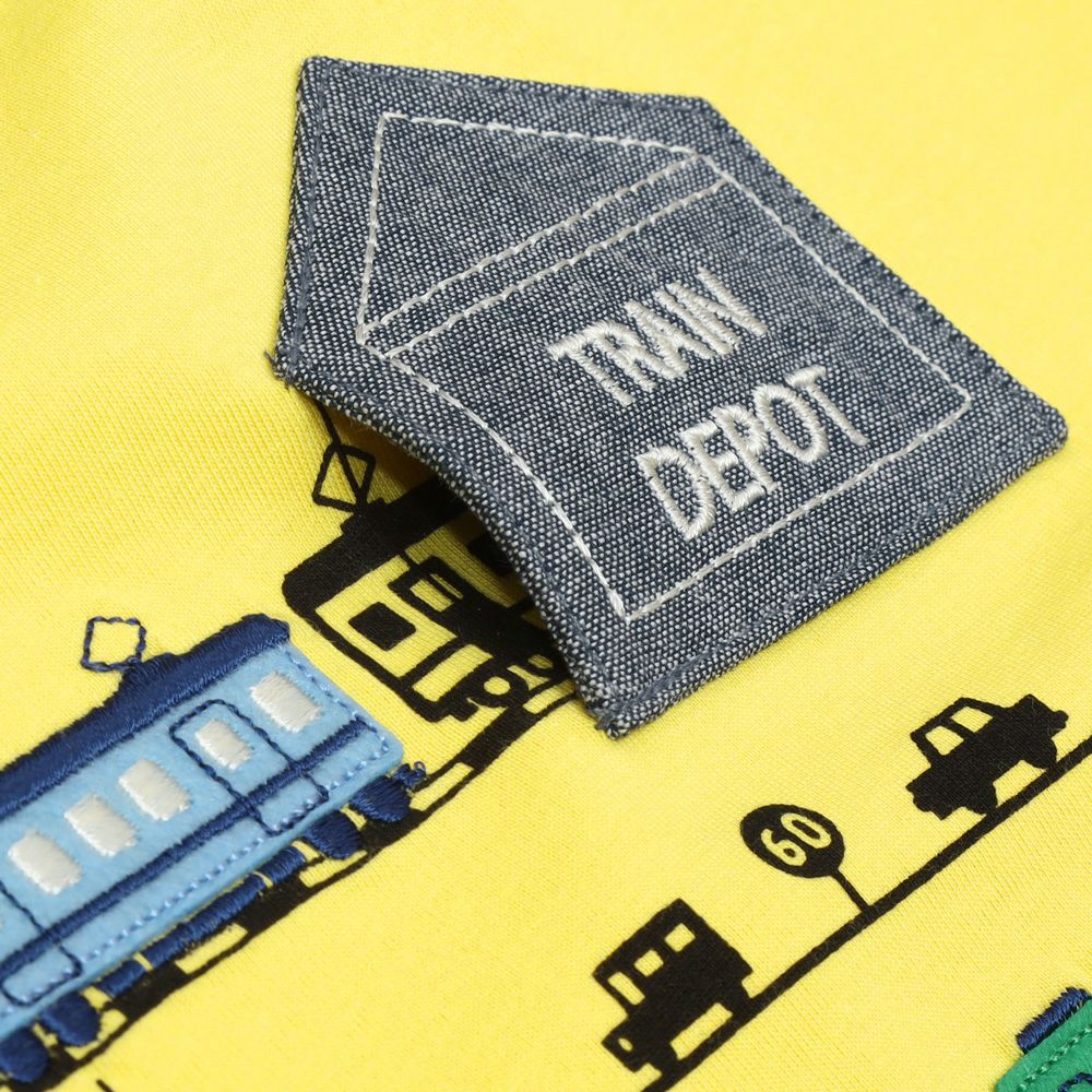 ベビー服 男の子 綿100％ 電車 ポケット 半袖 Tシャツ イエロー(04) デザインポイント2