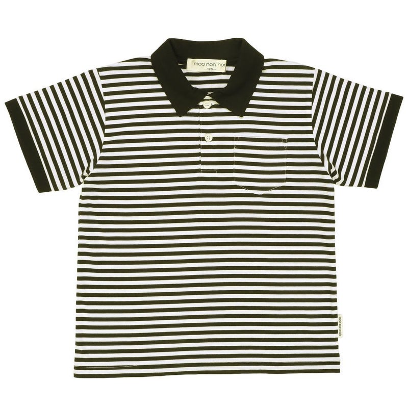 綿100％ 襟付き ボーダー柄 Tシャツ