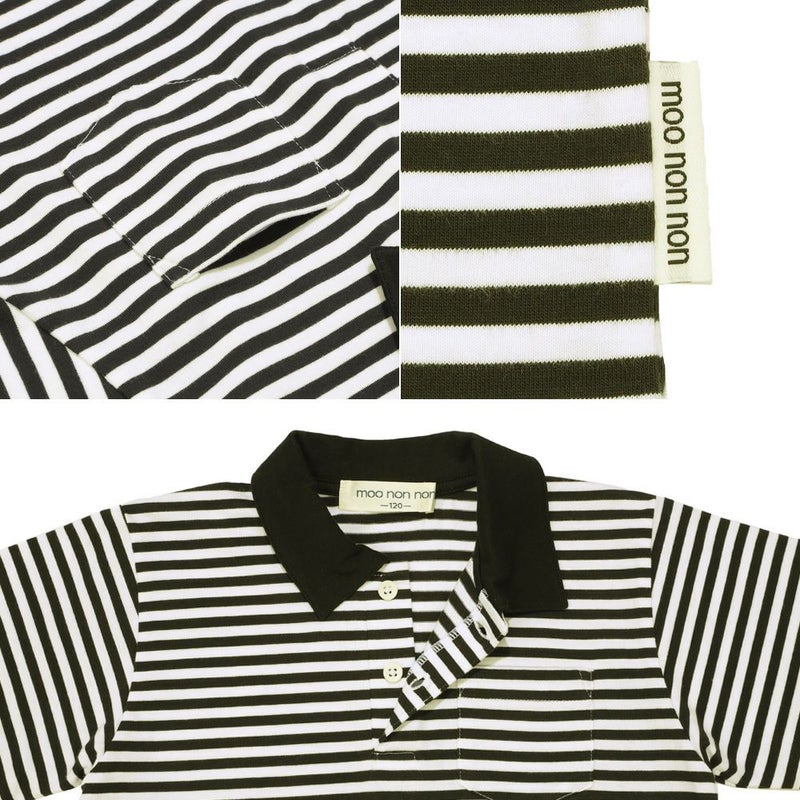 綿100％ 襟付き ボーダー柄 Tシャツ