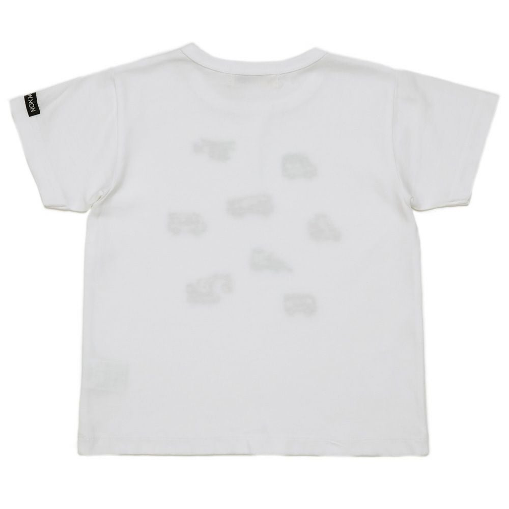 ベビー服 男の子 綿100％ 乗り物 刺繍 袖ロゴアップリケ Tシャツ オフホワイト(11) 背面