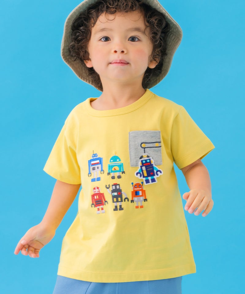 ベビー服 男の子 子ども服 こども キッズ 綿100％ コットン ロボット ワッペン 刺繍