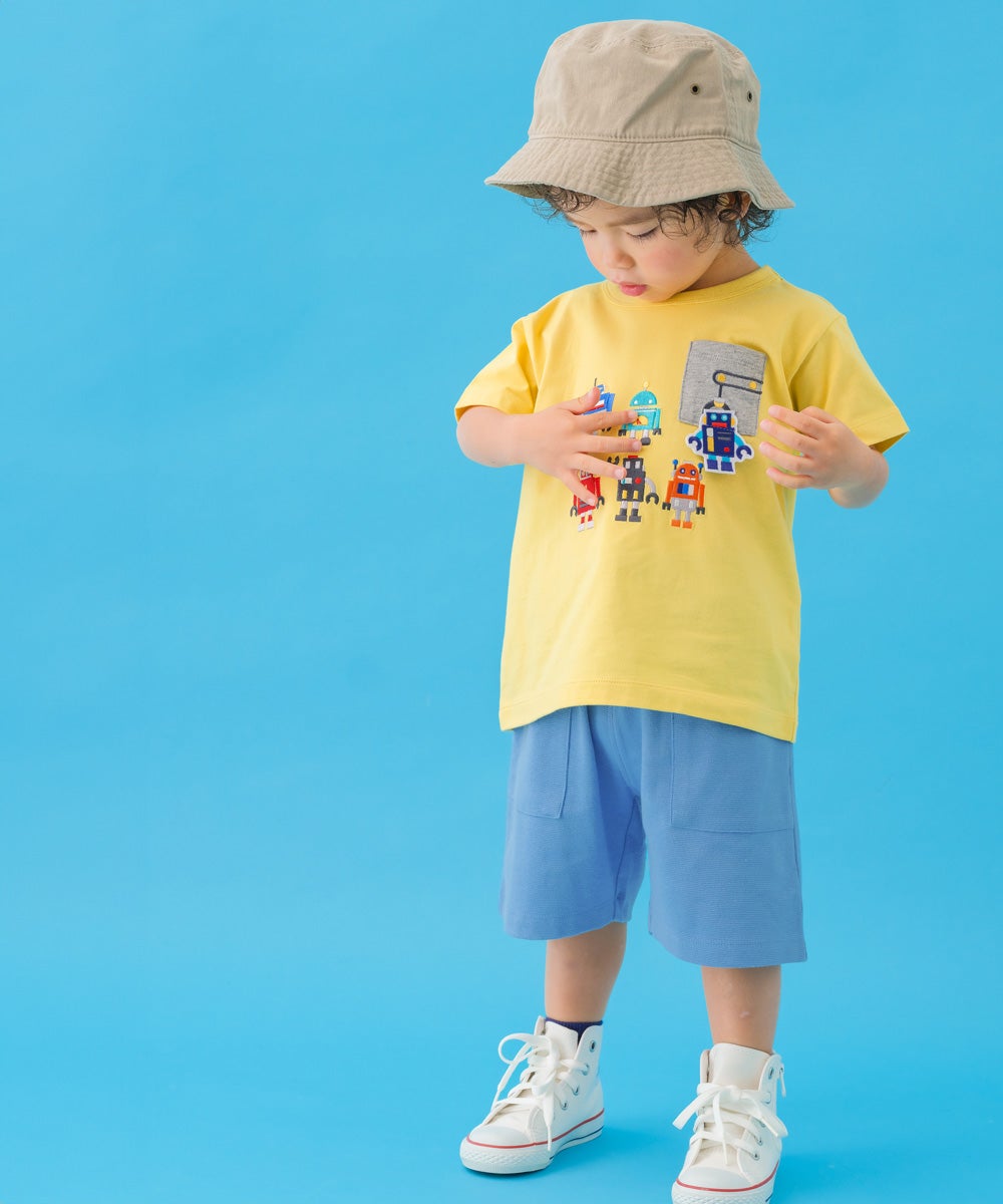 ベビー服 男の子 子ども服 こども キッズ 綿100％ コットン ロボット ワッペン 刺繍