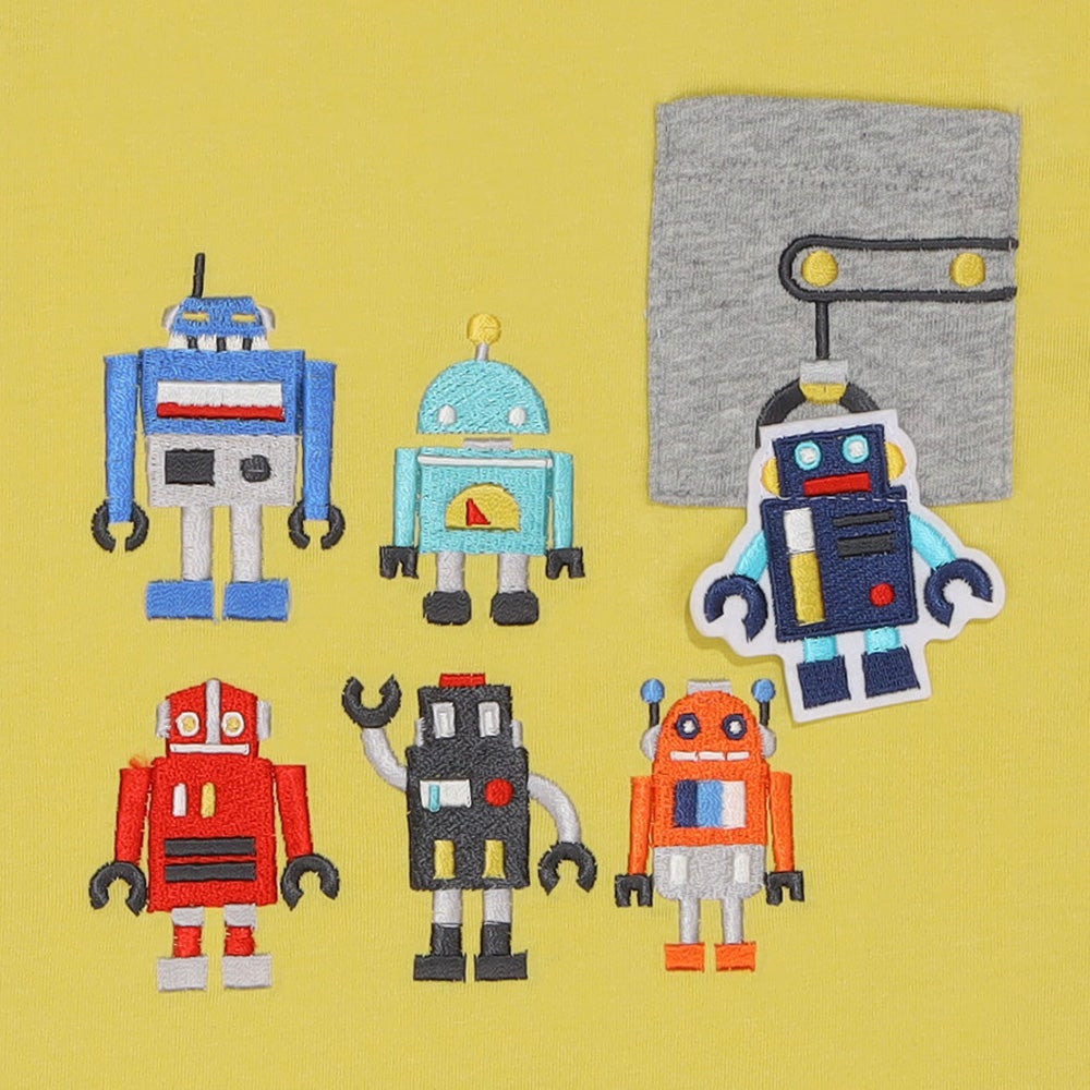 ベビー服 男の子 子ども服 こども キッズ 綿100％ コットン ロボット ワッペン 刺繍
