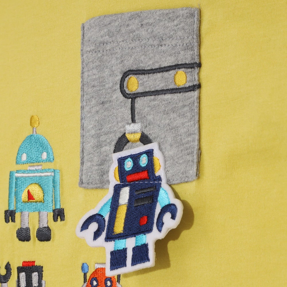 ベビー服 男の子 子ども服 こども キッズ 綿100％ コットン ロボット ワッペン 刺繍