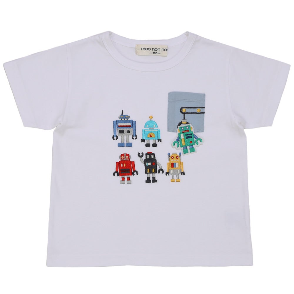 ベビー服 男の子 子ども服 こども キッズ 綿100％ コットン ロボット ワッペン 刺繍 オフホワイト(11) モデル画像1