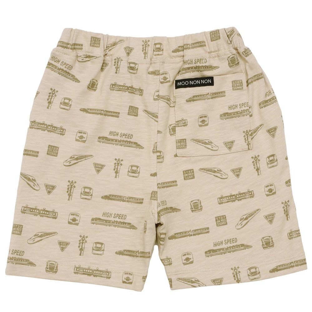 ベビー服 男の子 綿100％ 電車 プリント ハーフ丈 パンツ ベージュ(51) 背面