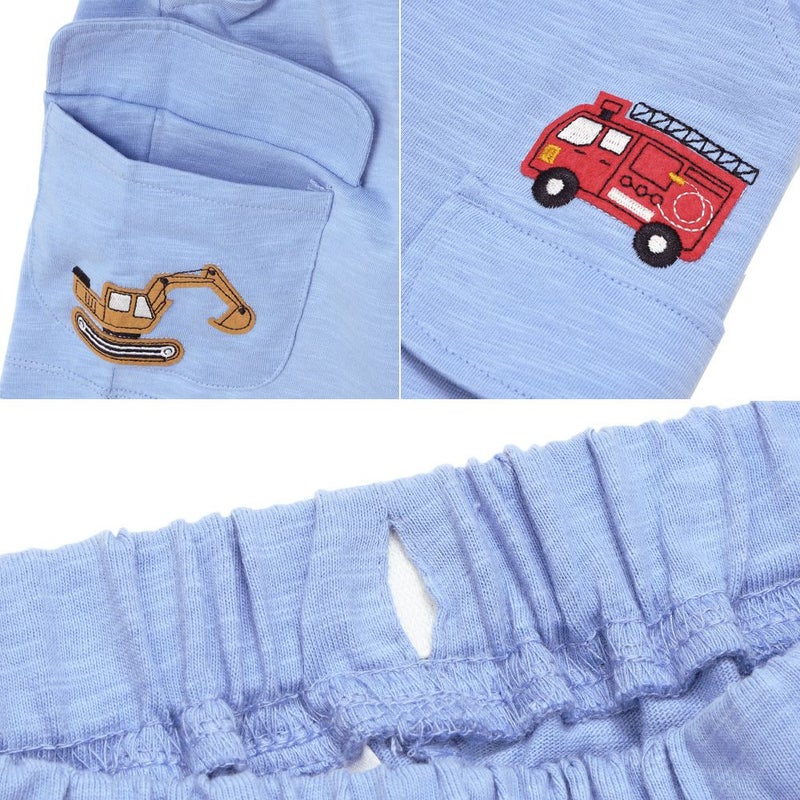 綿100％ 電車 プリント ハーフパンツ