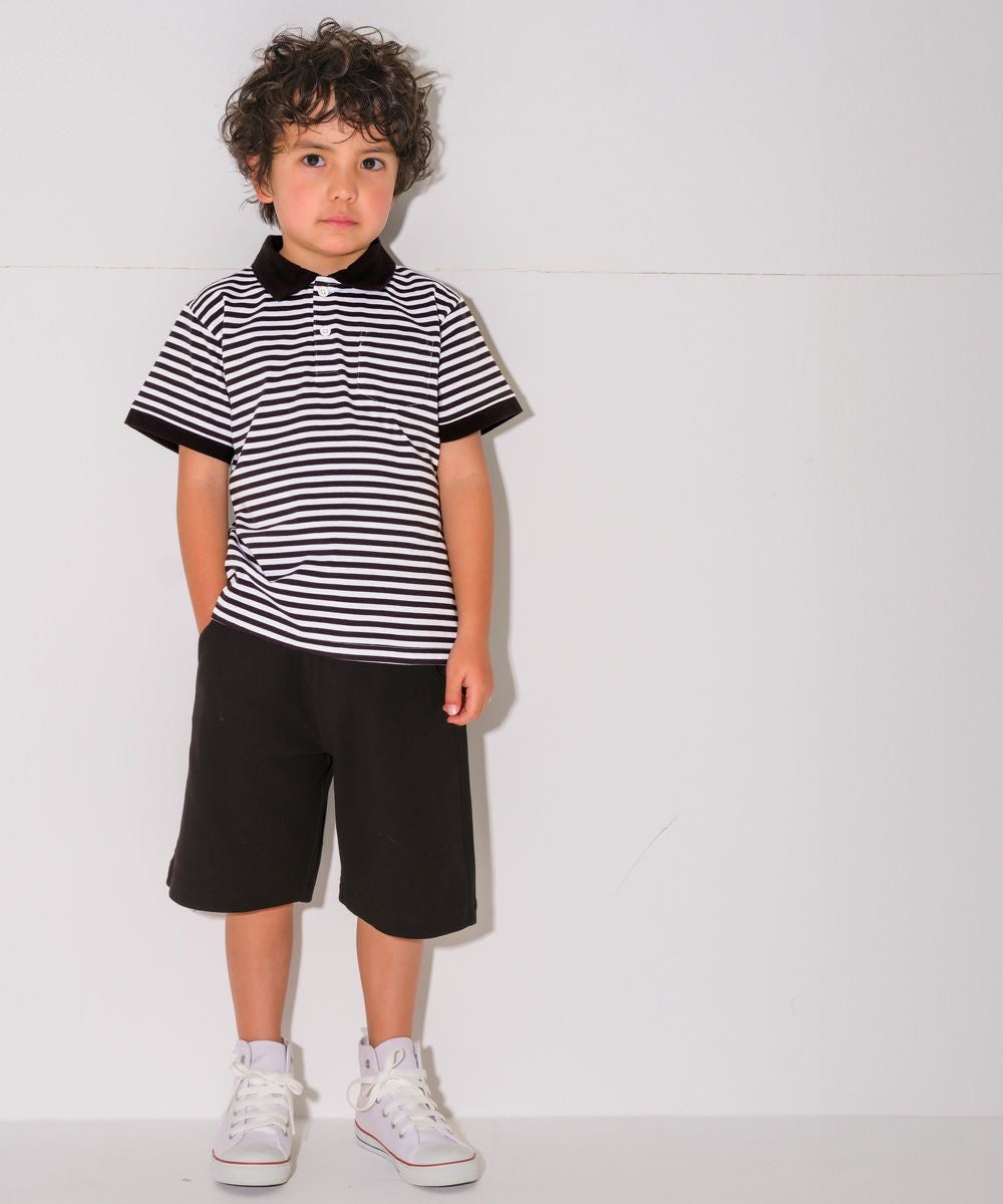 ベビー服 男の子 綿100％ ロゴ ハーフ丈 パンツ ブラック(00) モデル画像2