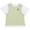 子供服 男の子 ワッフル素材 ベスト 重ね着風 Tシャツ グリーン(08) 正面