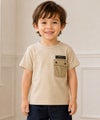 子供服 男の子 ロゴアップリケ ＆ フタつき ポケット Tシャツ ベージュ(51)