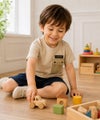 子供服 男の子 ロゴアップリケ ＆ フタつき ポケット Tシャツ ベージュ(51)