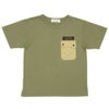 子供服 男の子 ロゴアップリケ ＆ フタつき ポケット Tシャツ カーキ(82) 正面