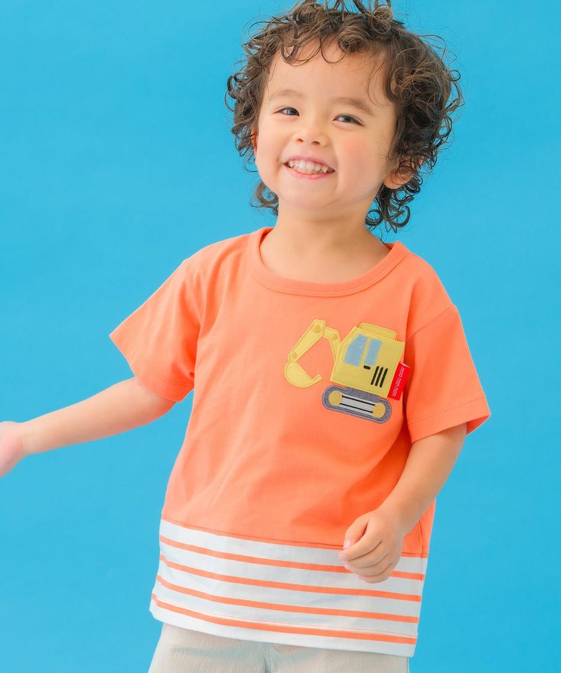 目立つ色を選ぶ/ショベルカー ポケット 綿100% Tシャツ