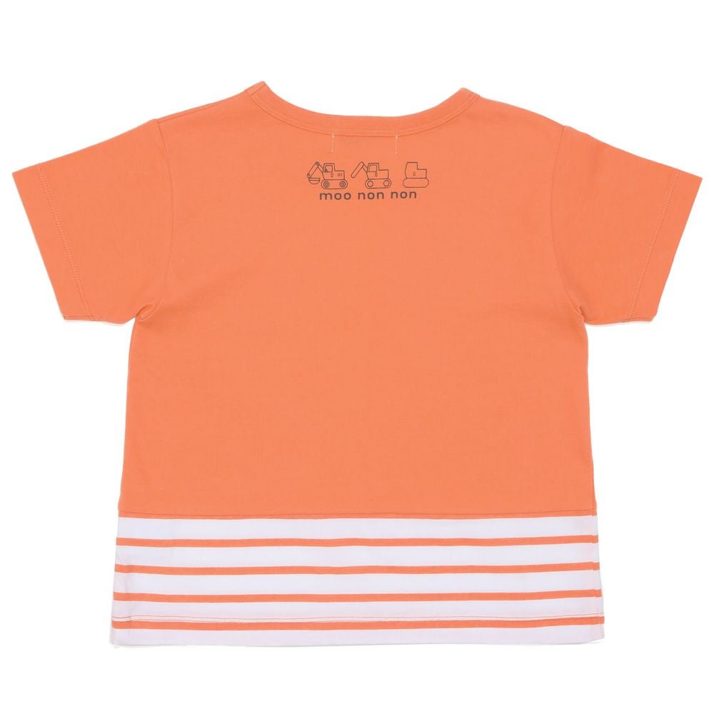 ベビー服 男の子 ショベルカー ポケット 綿100％ Tシャツ オレンジ(07) 背面