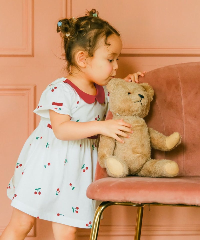 ベビー服 女の子 襟付き さくらんぼ リボン ワンピース