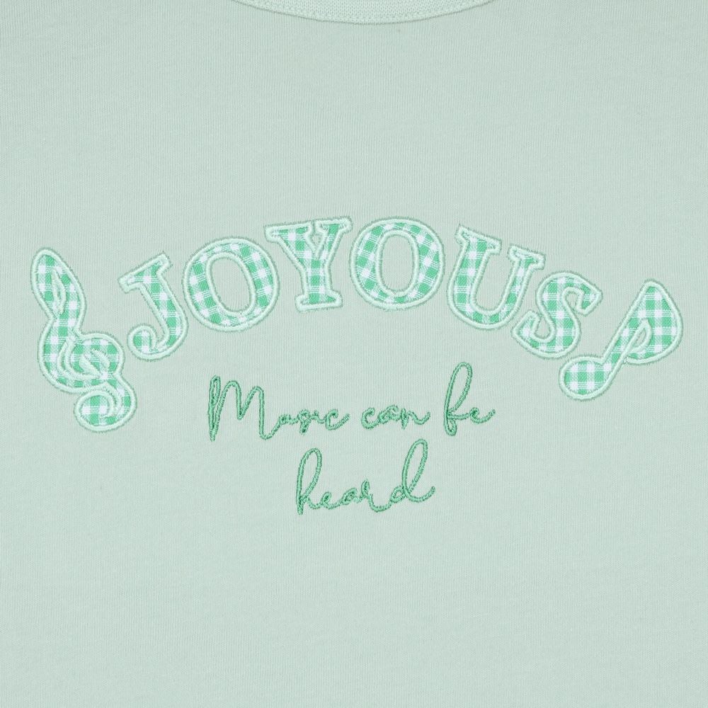 子供服 女の子 ロゴアップリケ チュール 半袖 Tシャツ グリーン(08) デザインポイント2