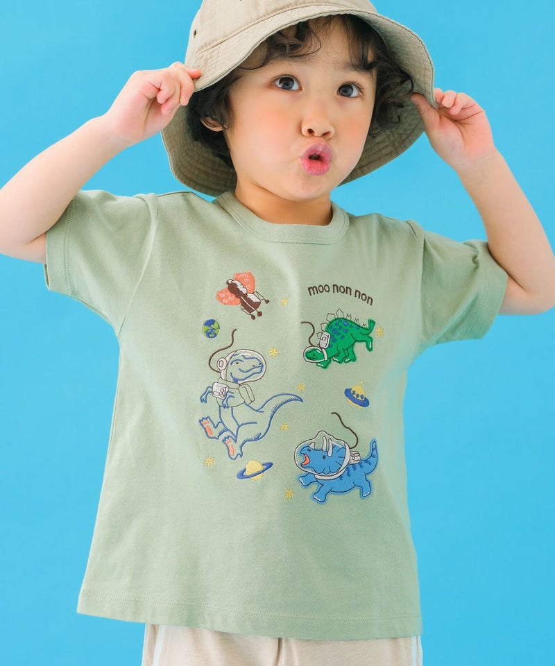 宇宙 & 恐竜 綿100% Tシャツ