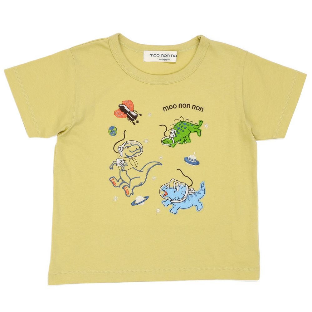 ベビー服 男の子 宇宙 ＆ 恐竜 綿100％ Tシャツ イエロー(04) 正面