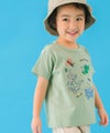 ベビー服 男の子 宇宙 ＆ 恐竜 綿100％ Tシャツ グリーン(08) モデル画像アップ