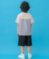 子供服 男の子 切り替え ストライプ 飾りボタン Tシャツ ベージュ(51) モデル画像3