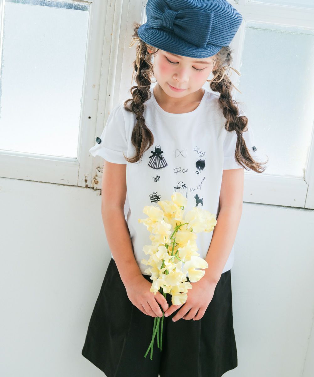 ベビー服 女の子 ドレス＆バッグ 小物プリント 綿100％ Tシャツ オフホワイト(11) モデル画像