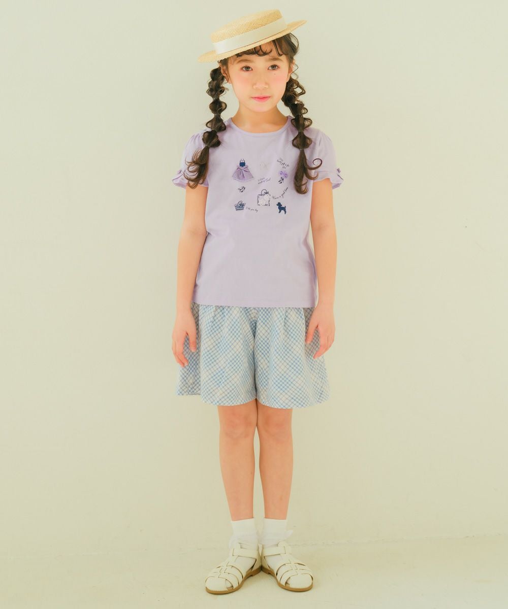 ベビー服 女の子 ドレス＆バッグ 小物プリント 綿100％ Tシャツ パープル(91) モデル画像3