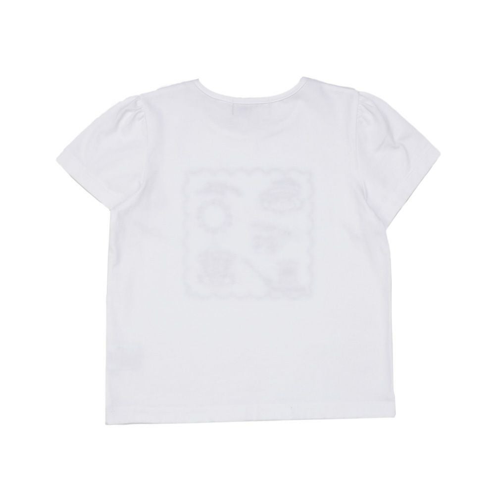子供服 女の子 刺繍 ＆ アップリケ ティーカップ 半袖Tシャツ オフホワイト(11) 背面