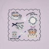 子供服 女の子 刺繍 ＆ アップリケ ティーカップ 半袖Tシャツ パープル(91) デザインポイント1