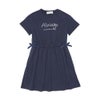 子供服 女の子 ゴムウエスト 袖折り返し ワンピース ネイビー(06) 正面