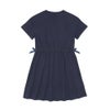 子供服 女の子 ゴムウエスト 袖折り返し ワンピース ネイビー(06) 背面