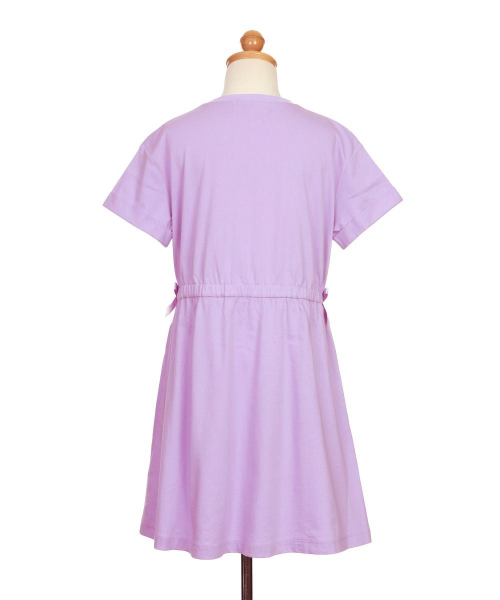 子供服 女の子 ゴムウエスト 袖折り返し ワンピース パープル(91) トルソー背面
