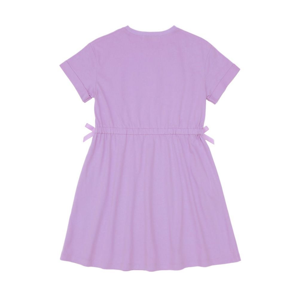 子供服 女の子 ゴムウエスト 袖折り返し ワンピース パープル(91) 背面