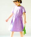 子供服 女の子 ゴムウエスト 袖折り返し ワンピース パープル(91) モデル画像4