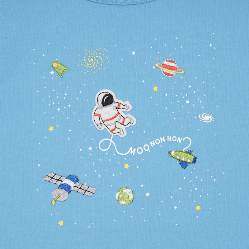 【男の子】プレゼントにおすすめのベビー服/宇宙　刺繍半袖Tシャツ