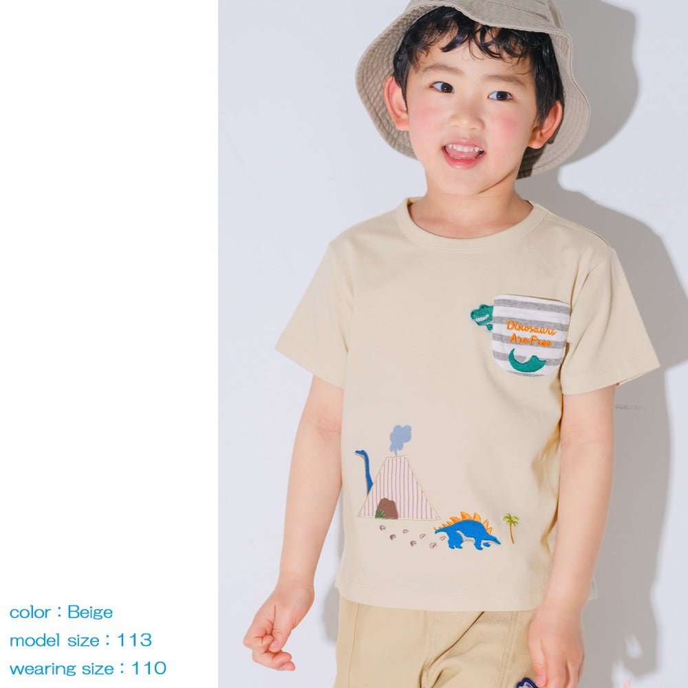ベビー服 男の子 小学生 こども服 春服 夏服 恐竜 刺繍 かっこいい