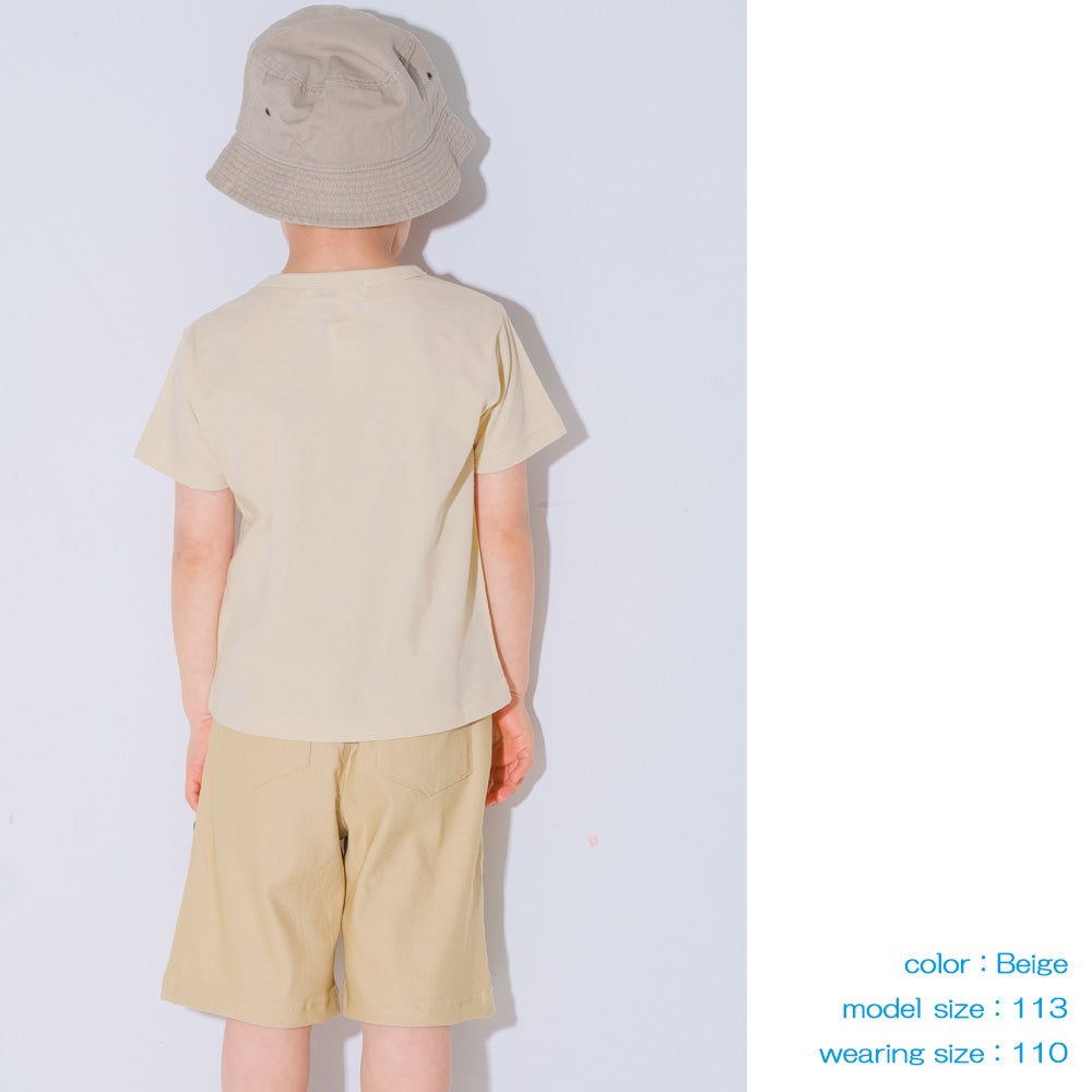 ベビー服 男の子 小学生 こども服 春服 夏服 恐竜 刺繍 かっこいい ベージュ(51) モデル画像全身