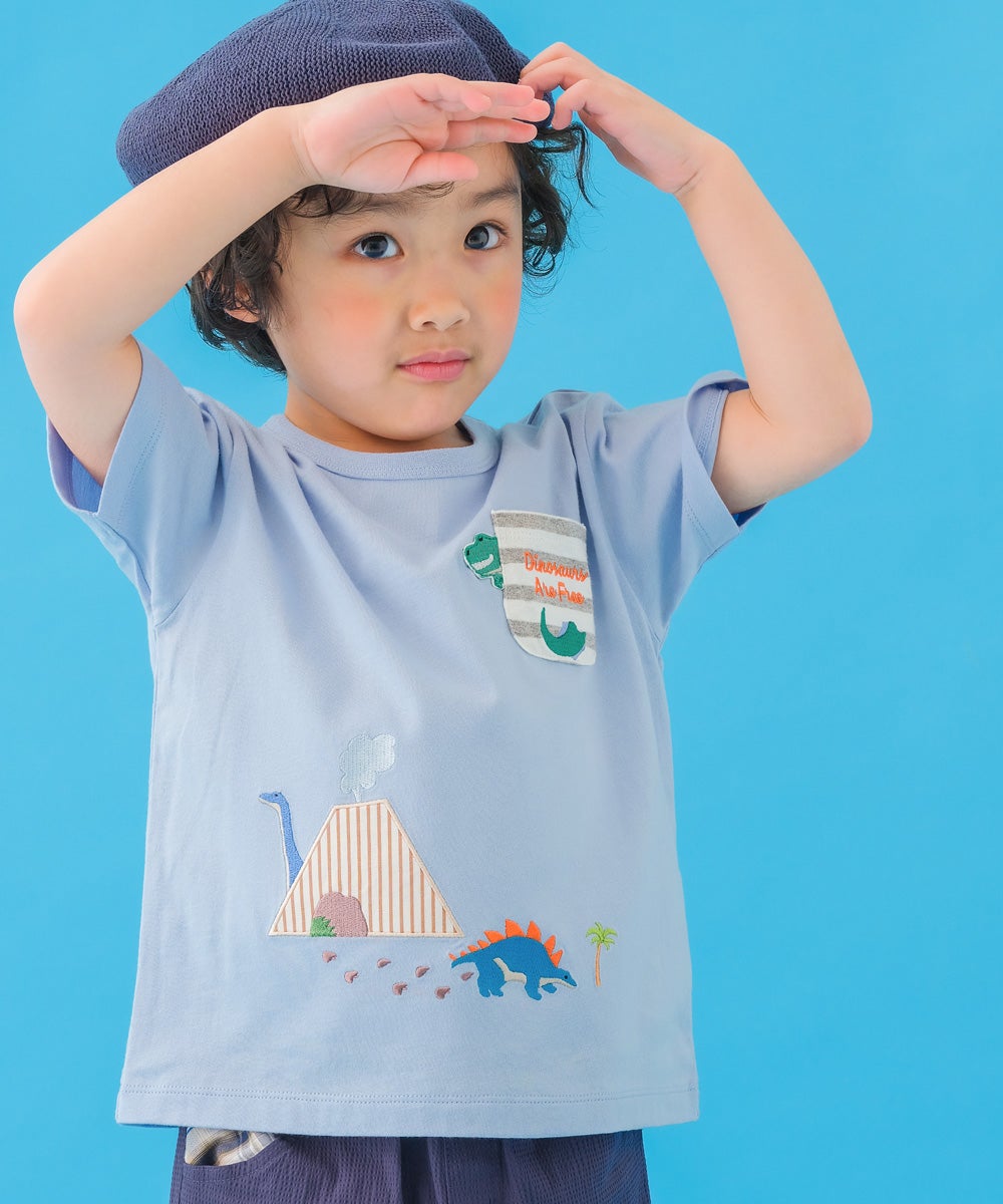 ベビー服 男の子 小学生 こども服 春服 夏服 恐竜 刺繍 かっこいい ベージュ(51) モデル画像3