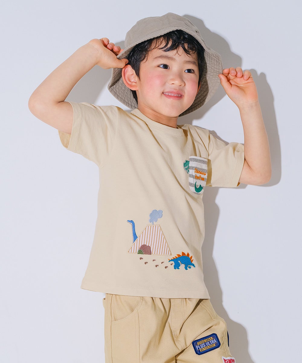 ベビー服 男の子 小学生 こども服 春服 夏服 恐竜 刺繍 かっこいい ブルー(61) デザインポイント2